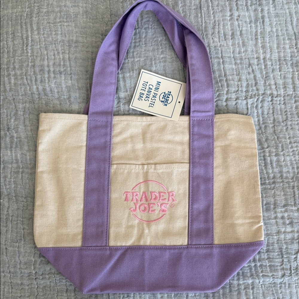 Lavender-Trim Canvas Tote Bag